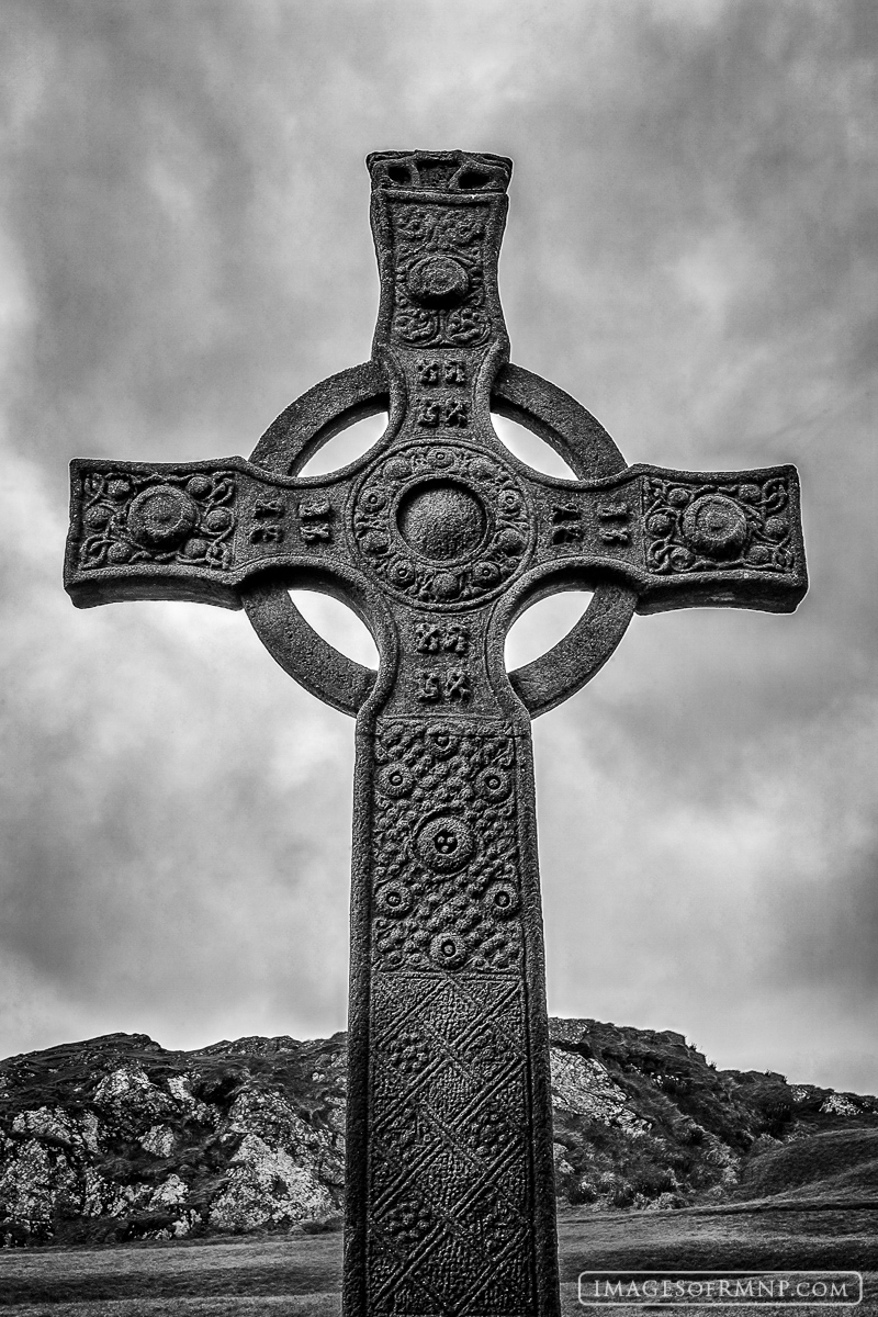 This cross is at the entrance to the abbey on the remote Scottish isle of Iona from which Christianity spread throughout the...
