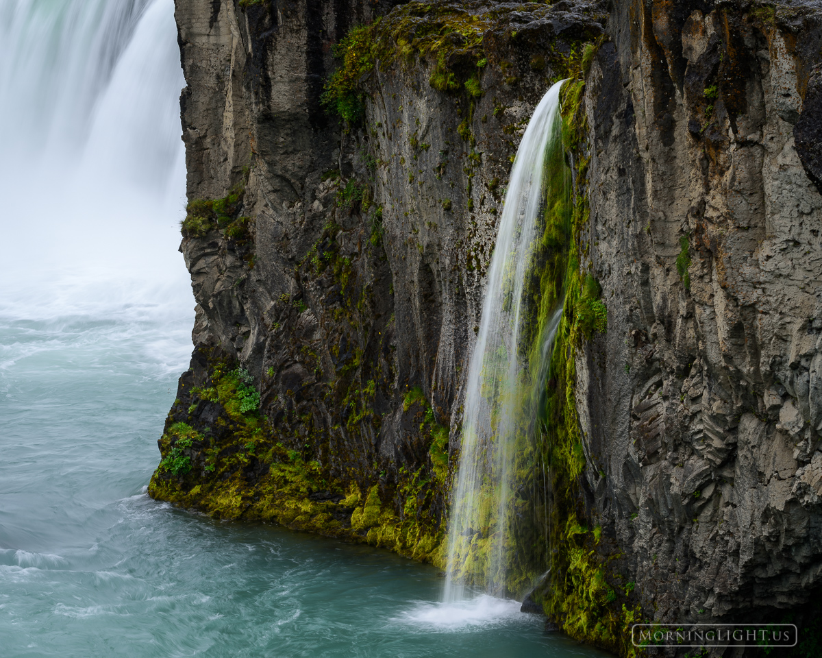 At the spectacular Godafoss waterfall in Iceland a smaller little waterfall catches my eye.