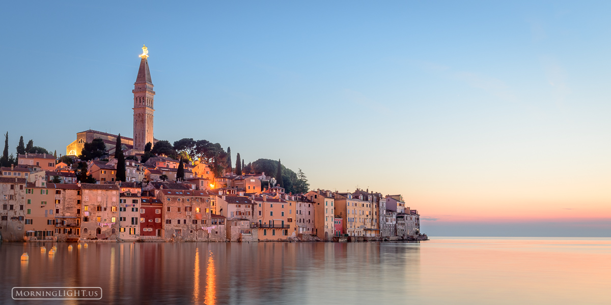 Evening on the Adriatic coast in the Veitian town of Rovijn, Croatia.