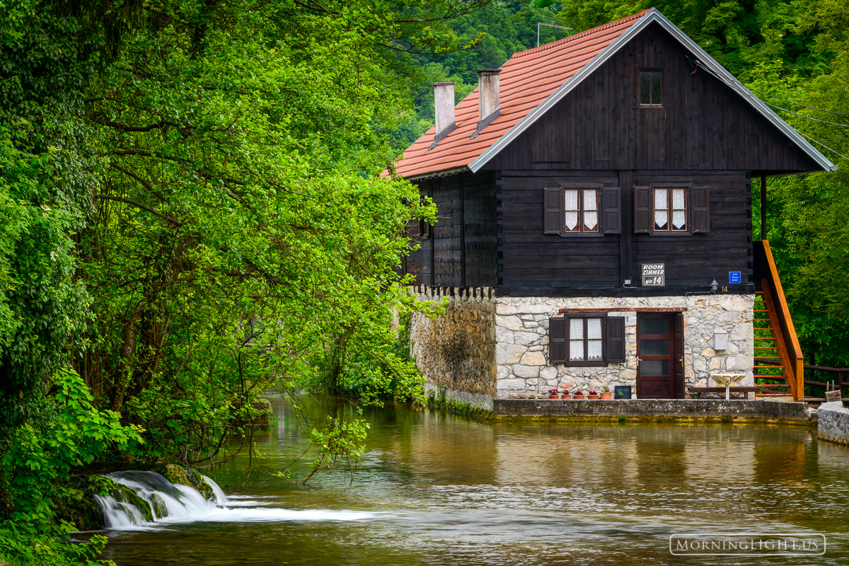 A traditional Croatian home built right on the water in central Croatia.