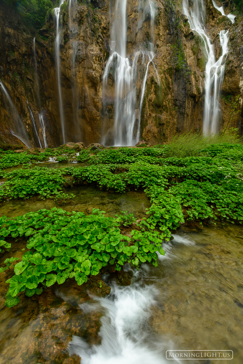 Waters descend from Veliki Slap in Plitvice National Park, Croatia.