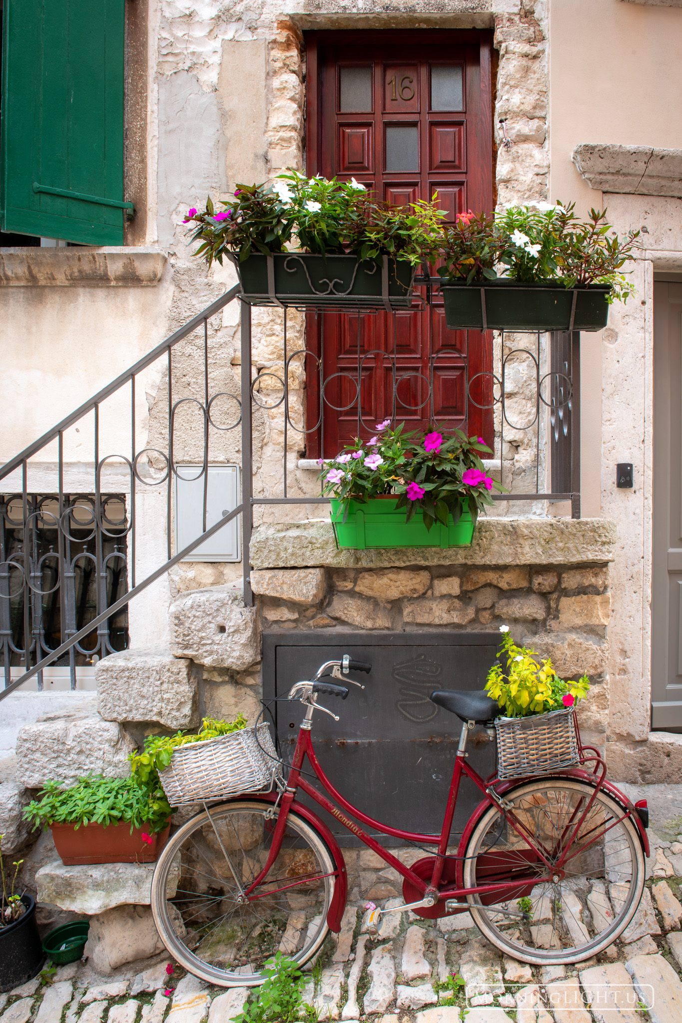 One of the many interesting doorways in Rovijn, Croatia
