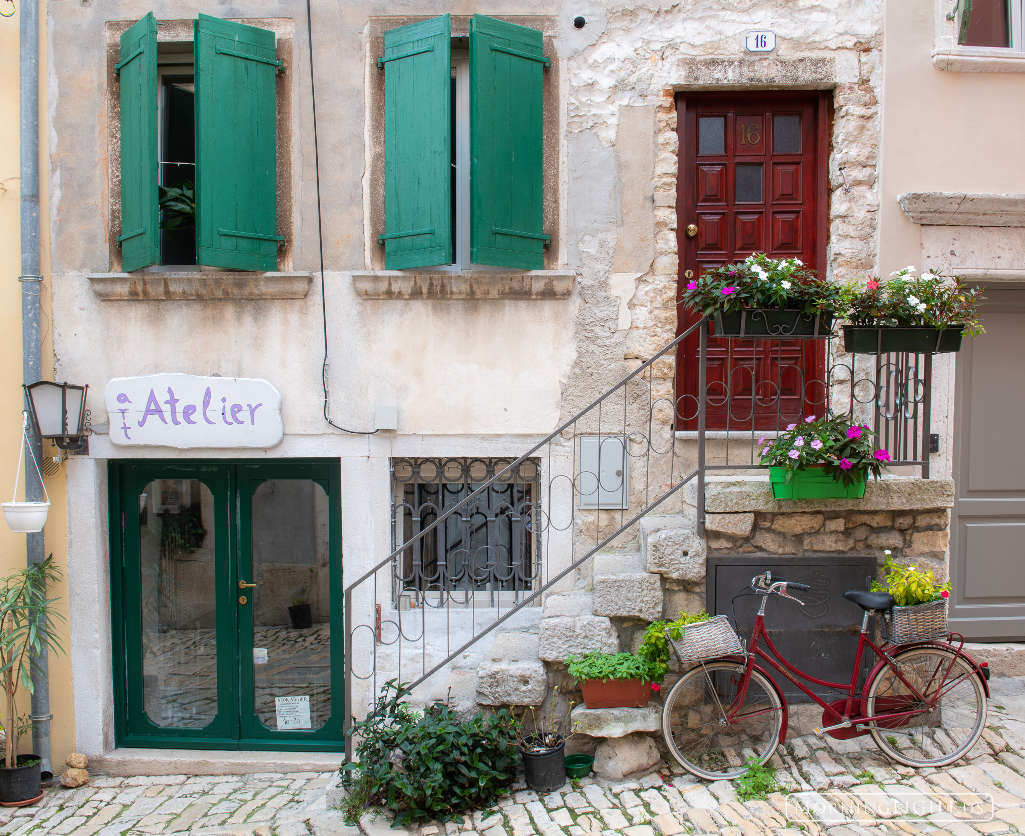 One of the many interesting doorways in Rovijn, Croatia