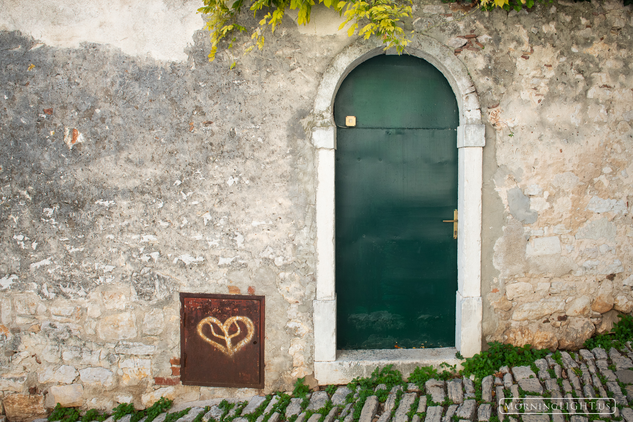 One of the many interesting doorways in Rovijn, Croatia