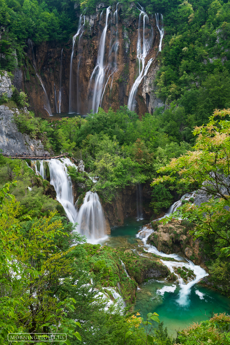 Waterfalls abound at Plitvice National Park in Croatia as seen in this view of the park's largest waterfall.