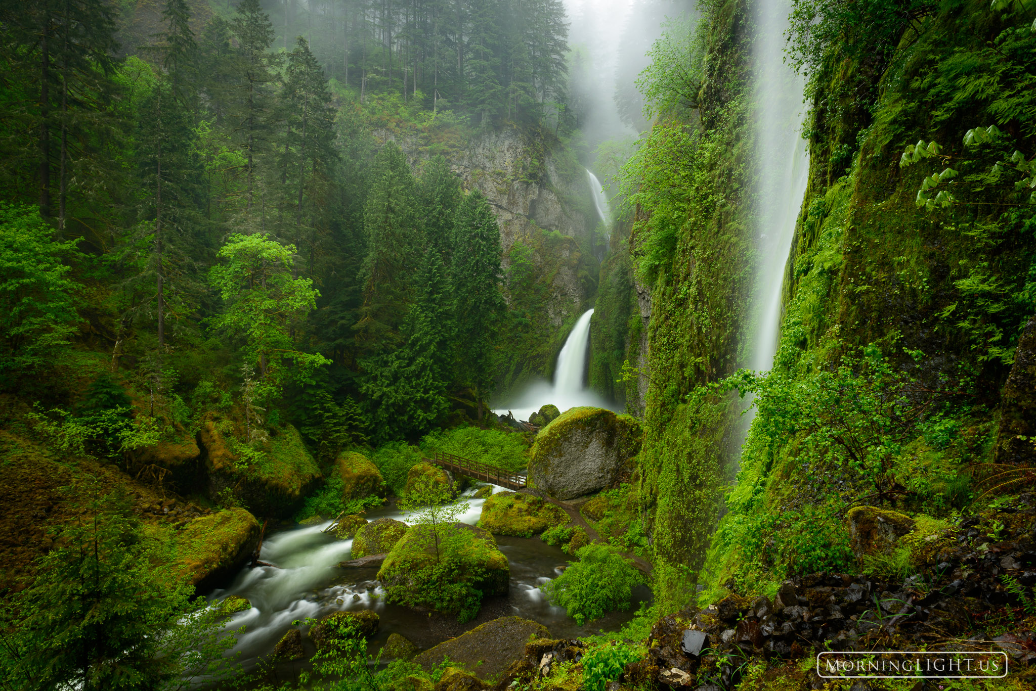 Wachella Downpour Water seems to flow from almost everywhere during a spring rainstorm at Wachell Falls, Oregon.